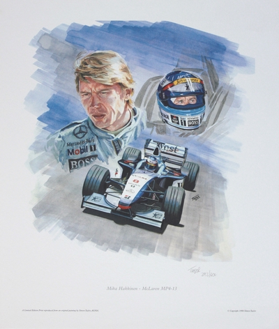 Mika Hakkinen - McLaren MP4/13, F1 print by Simon Taylor