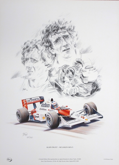 Alain Prost - McLaren MP4/5, F1 print by Simon Taylor