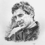 Ayrton Senna pencil drawing by Simon Taylor