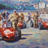 Formation Ferrari, Monaco 1961 painting by Simon Taylor
