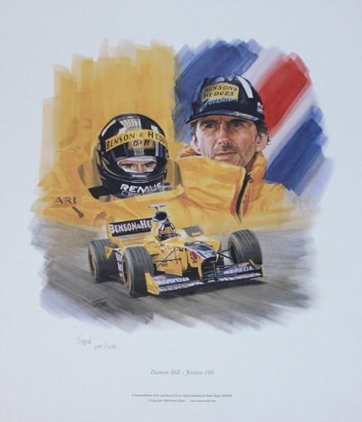 Damon Hill - Jordan 198 F1 print by Simon Taylor