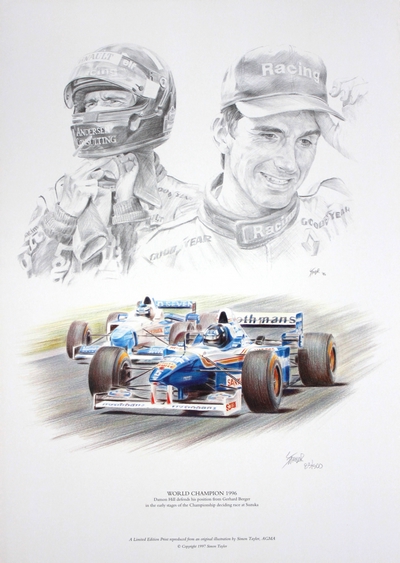 Damon Hill - World Champion 1996, F1 print by Simon Taylor