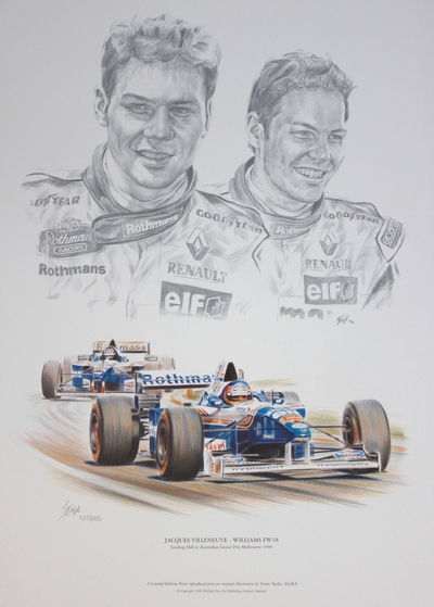 Jacques Villeneuve - Williams FW18 1996, F1 print by Simon Taylor